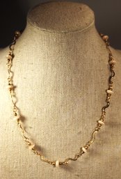 GOLD FILLED NECKLACE HAVING INTERESTING CAT'S EYE STONES 16'