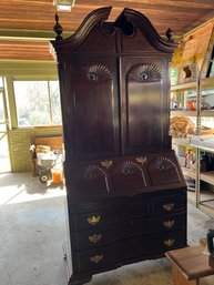 Majestic Chippendale Mahogany Secretary With Ogee Pediment