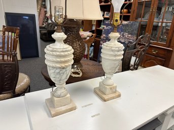 Pair Heavy Marble Lamps
