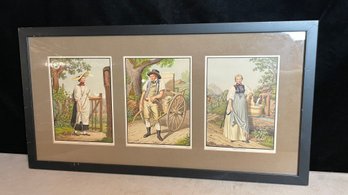 Original Set Of 3 Vintage French Prints