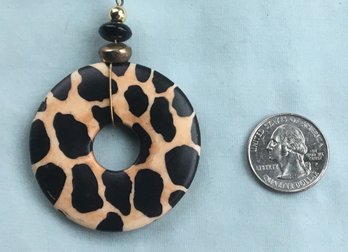 Handmade 1950s-60s Leopard, Cheetah Animal Print Kenyan Necklace Pendant Tribal Amulet