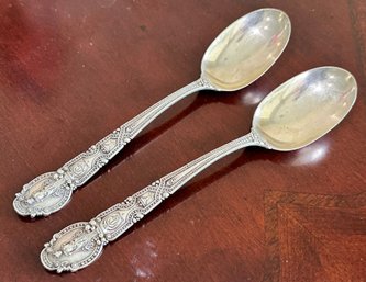 A Pair Of Antique Sterling Silver Soup Spoons, Monogrammed, By Tiffany & Co. 1905