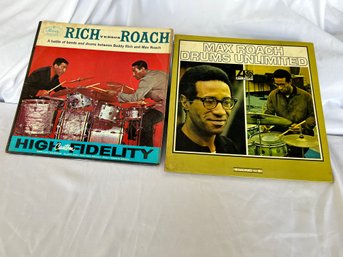 Pair Of Vintage Jazz Drum Vinyl LP Records, Max Roach & Rich Vs. Roach