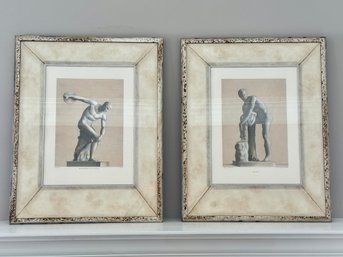 PAIR Greek Prints Titled Discobole En Action & Jason In Silver Frames