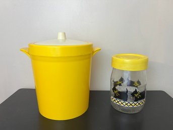 Vintage Yellow Cannister Duo