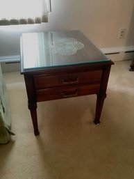 LANE END TABLE WITH GLASS TOP #2