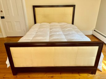 Queen Size Solid Wood Bed With Upholstered Headboard & Footboard