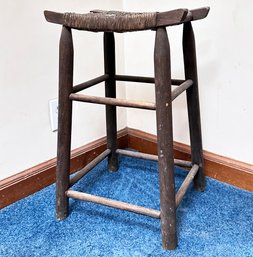 An Antique Rush Seated Stool