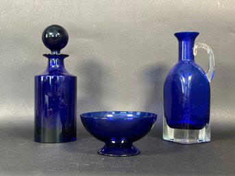 A Stunningly Beautiful Grouping Of Vintage Cobalt Glass