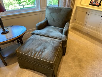 Suede Like Arm Chair And Ottoman