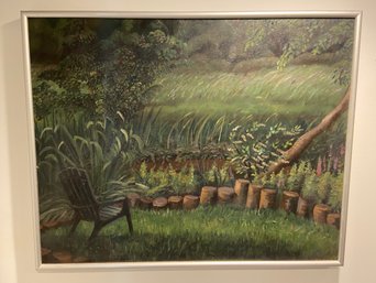 Oil On Canvas Of A Chair Overlooking A Meadow