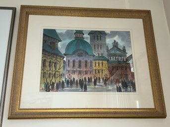 Stunning Original ANATOLE KRASNYANSKY WATERCOLOR PAINTING 'STREETS OF ROME'- With Certification