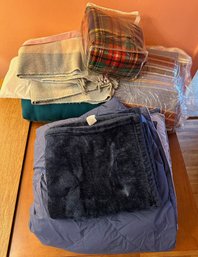 7 Blankets, All Freshly Cleaned Including Vintage Wool Plaid Blankets, L.L. Bean & Queen Comforter