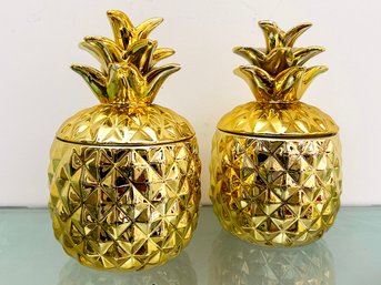 A Pair Of Glam Pineapple Canisters Or Cookie Jars