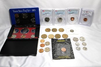 Mixed Coin Lot   Includes Proof Set, Slabs And Loose Coins