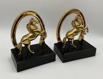 Pair Of Vintage Brass Horse Bookends