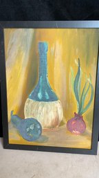 Original Signed Mid Century Oil On Board Still Life