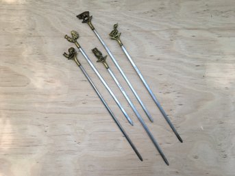 VINTAGE BRASS & STAINLESS STEEL SHISH KEBAB SKEWERS