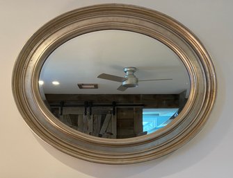 Oval Wood Framed Beveled Glass Wall Mirror