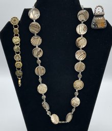 3 Pc Jewelry Lot ~ Bracelet, Necklace & Brooch ~