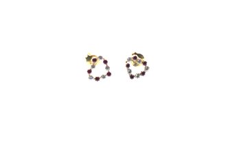 10k Yellow Gold Red White Cz Earrings