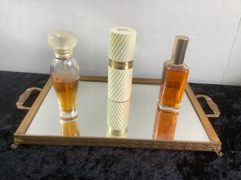 Vanity Mirror Tray With Perfumes