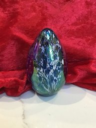 Beautiful Signed Iris Egg Paperweight