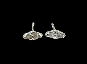 Beautiful Sterling Silver Diamond Shaped Clear Stone Stud Earrings