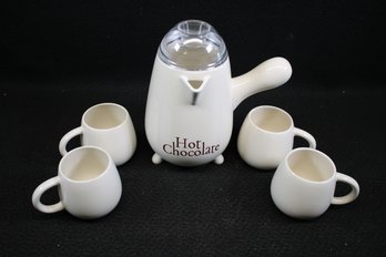 French Cafe Hot Chocolate Maker And Four Matching Cups