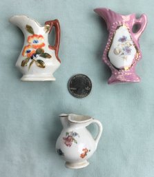 Lot Of 3 Vintage 1940s - 1950s Occupied Japan Miniature Mini Porcelain Pitcher Creamer