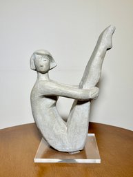 Large Abstract Reclining Woman Sculpture On Lucite Stand