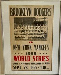 Framed Original 1955 Brooklyn Dodgers VS. Yankees World Series Poster