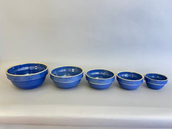 Set Of 5 Blue Mixing Bowls