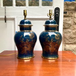 A Pair Of Elegant Vintage Ginger Jar Table Lamps