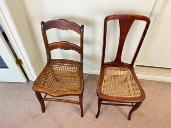 Pair Of Antique Chairs With Cane Seats