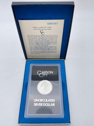 1883-CC ,carson City Uncirculated Silver Dollar With A Proof Like Case And Papers.