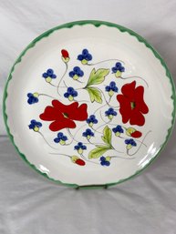 Hand Painted Red Poppy Flowers Serving Plate Mancioli Italy 16 67/77 No Chips