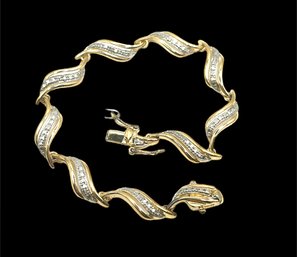 Vintage Sterling Silver Vermeil Twist Linked Bracelet