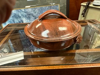 Brown Lidded Pottery Casserole