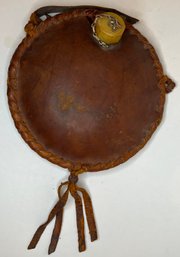 Vintage Canteen - Western Rustic Display Prop - Leather Wrapped - Hand Laced - Needs Strap