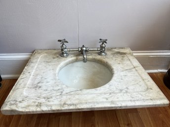 Antique Marble Top Sink, Faucet & Taps From 1880s Home