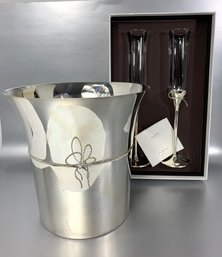 Vera Wang Love Knots Ice Bucket & Champagne Flutes - Never Used