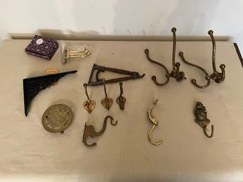 Hardware Lot Brass Novelty Hooks Brackets Hangers