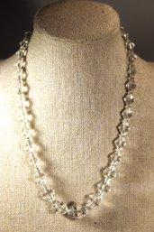 ANTIQUE FINE CUT CRYSTAL BEADED NECKLACE 16' HAVING FILIGREE CLASP