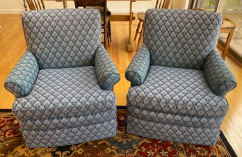 Pair Of Blue Upholstered Club Chairs