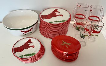 NEW Threshold Melamine Dinner Plates, Appetizer Plates & Bowl ~ Fox Motif ~