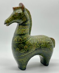 Mid Century Glazed Ceramic Horse Sculpture