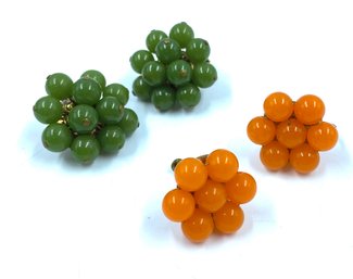 Vintage Kiwi & Clementine Cluster Earrings