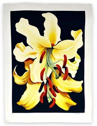 47' X 36' - Lowell Nesbitt Screenprint 'Double White Lilly' - Framed, Signed, Numbered, Dated,