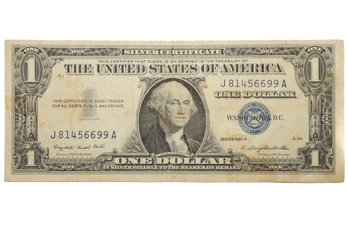 1957-A $1 Silver Certificate With Blue Seal